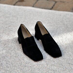 Salvatore Ferragamo ANTELLA 4cm Black Suede Calf Block Heels – Size 6B